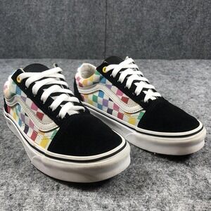 Vans Old Skool Shoes Size Womens 6.5 Black Rainbow‎ Checkerboard Low Top